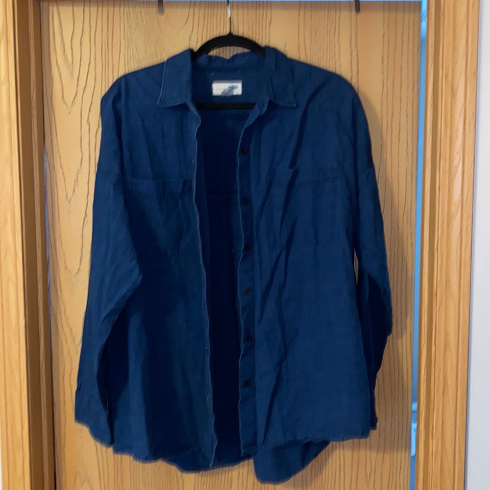Old Navy Boyfriend dark wash denim shirt